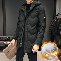 Tide brand 2019 new mens down jacket medium and long hooded handsome warm down coat Korean slim jacket