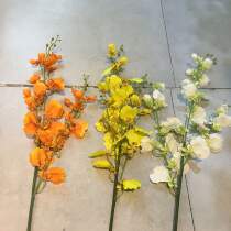 Orange dancing orchid single artificial flower modern living room coffee table TV cabinet table new house decoration fake flower decoration