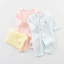 Beiyiner summer newborn cotton clothes baby gauze long sleeve jumpsuit baby ha clothes 0-6 months