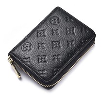 Degaussing anti-theft brush mens card bag leather credit card set zipper card holder multi-card card card package female *