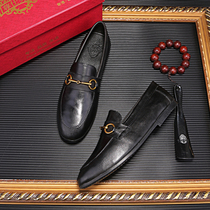 2021 summer new European station British Doudou shoes Mens business casual small leather shoes lazy cover foot mens shoes tide