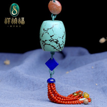 Xiangzhen Fu Qingfeng Drunk Night Natural turquoise with bead chain Nanhong beeswax pendant recommended solitary products