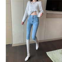 Blue jeans women 2021 autumn and winter New Korean version of elastic tight-fitting high-waisted pencils