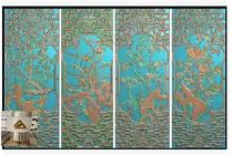 Fine Sculpture Jdp Relief Map Grey Map Bmp Hollowed-out Melan Bamboo Flowers Screen Hanging Screen Flower Lattice Wood Sculpture