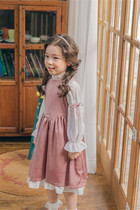 Milk dads Home Pink New Girl Foreign Air Parquet Color Lace Yarn Collar Snowspun Dress Princess Dress 3S