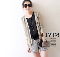 2019 early spring cardigan Joker thin coat womens short coat womens new gold silk hollow hole hole knitwear women