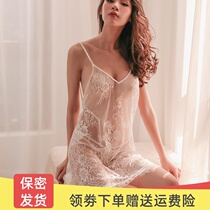 Sexy pajamas female summer lace taste hollow temptation coquettish small chest flat chest private room hot very fairy suspender nightgown