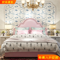 Pink bed American fabric bed soft bag master bedroom double bed small apartment ins net red princess bed high box storage