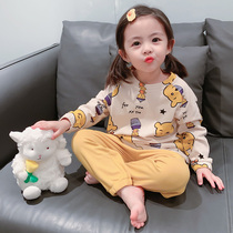 Girls pajamas set spring and autumn cotton thin womens baby Autumn Childrens cute home clothes autumn clothes