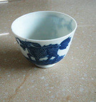 Porcelain Old Objects Water Cup Tea Set Early Republic Kirin Textured Thin Tire Skimming Green Flower Porcelain Cup