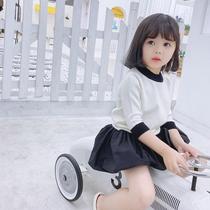 Girl Sweaters Jersey Undershirt Baby Round Collar 70% Sleeves Crash Color Loose Knit Cardiovert 18 Months -8 Years Old