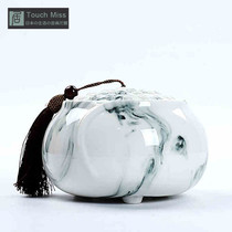 Touch Miss jade porcelain tea jar storage tank large tea jar white porcelain sealed jar jade porcelain tea jar small