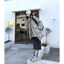 Bread served Korean version loose woman medium length 2021 autumn winter dress new thickened oversize cotton clothes cotton jacket jacket