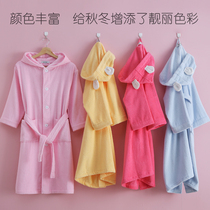 Class A new buckle childrens bathrobe towel material Autumn and winter hooded nightgown cartoon yukata mens and womens treasure water absorption swimming