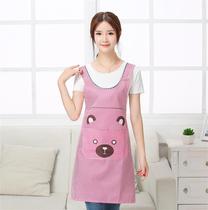 Korean version shoulder strap bear I-shaped back sleeveless vest type apron overalls dustproof housework