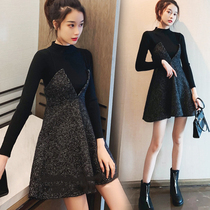 Pregnant womens dresses Autumn and winter fashion waist thin base sweater medium-long trendy mother suit a-line skirt winter