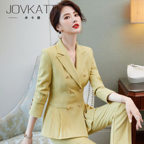 High-end President Professional Suit Suit Suit Goddess Van Fashion Business Korean Version Positive Dress Interview Plaid West Suit Work Suit