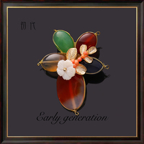 China high-end ethnic style corsage female natural agate handmade original retro brooch cheongsam cardigan Wild