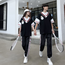 Xia Beaty high school junior high school junior high school students short sleeve T-shirt Summer Games Splicing Academy Wind School Suit Suit