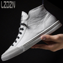 Men shoes tidal shoes without shoes English casual men high waist leather shoes cowskin boots Zhongbang Gao Gao Bai Autumn