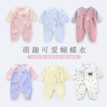 Newborn Clothes Pure Cotton Autumn Clothing Partial Cardioverts Newborn Baby Conjoined Clothes Bottom Strap Clothes Butterfly Clothes