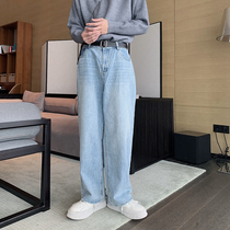 Hualun Fall Winter Wash light jeans mens loose straight pants 2021 new wide leg pants long pants