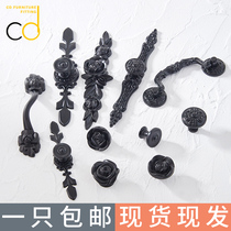 Super-Contract Door Handle Modern Closet Cabinet Hardware Cabinet American Single-hole Black Handle