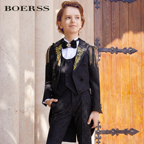 BOERSS childrens suit suit small suit boys white dress handmade DIY tuxedo piano show catwalk