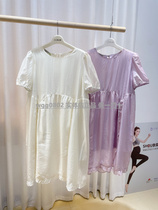 Aimei mommy 21 summer solid lightweight cotton loose elegant style pregnant woman short sleeve dress