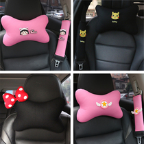 New fashion cartoon car headrest plush seasons universal cute car waist pillow neck pillow winter women