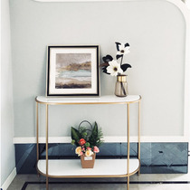 Modern brief Xuan Guanguan Table aisle leaning against wall narrow table arched marble Xuanguantai Double-layer golden iron art Xuanguan frame