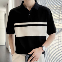 High-end polo shirt men short sleeve Paul T-shirt brand large-size mens clothing collar new loose black half sleeve