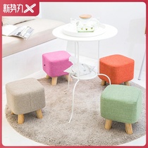Shoe stool Fashion creative pier round stool Fabric sofa small stool Household living room bench low stool Wooden stool square stool