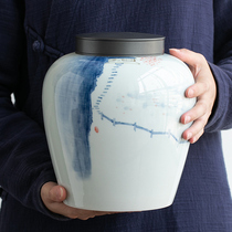Hand-painted ceramic tea cans empty cans tea cans storage cans tea storage sealed cans large household Chinese Puer white tea