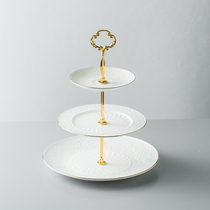 Fruit plate household European tableware three-layer fruit plate living room coffee table afternoon tea dessert rack three-layer plate