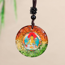 Glass Thangka pendant Tibetan Buddha brand hand-painted Manjushri Bodhisattva pendant jewelry Buddha necklace portable