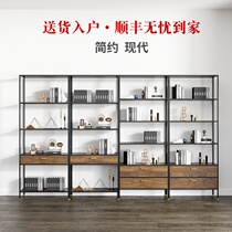 Full Wall modern simple iron bookshelf shelf living room office floor wall storage bookcase customization