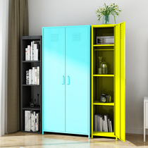 Nordic wardrobe Modern simple color childrens wardrobe Small apartment type iron cabinet Bedroom storage wardrobe Clip cabinet