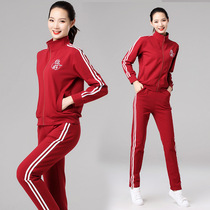 2020 new multi three needle square dance sports set aerobics Gigi step dance drag dance Sports Leisure long sleeve Spring