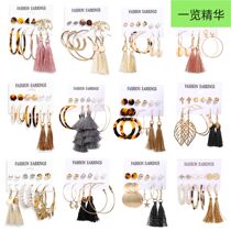 Acrylic pearl circle tassel earring set 6 piece set forwomen