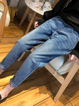 Pregnant Woman Jeans Fall Tide Mother Outside Wearing 90% Harlenwide Leg Pants Loose Fashion Turnip Pants Old Daddy Pants Autumn Clothing