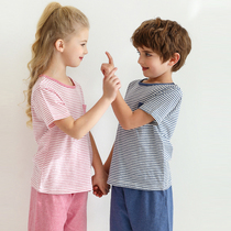 Kamata childrens pajamas boys and girls cotton spring and autumn baby air conditioning clothing thin cotton summer girls home clothes