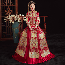 Xiuhe dress 2021 new bride wedding Chinese style cabinet wedding dress gift toast dress Dragon and phoenix coat wedding dress Phoenix crown Xia dress