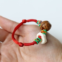 Baby boys baby crushed and safe pig Skeletal Bracelet Handcrafted Delicate Polished Peach Walnut Basket New Engraving