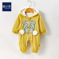 Online Red Baby Spring Autumn Clothing One-piece Clothes Cartoon Long Sleeve Khaclothes Climbing Suit to wear the male baby clothes damp during the hat season
