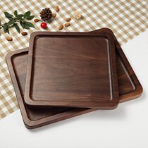 Natural black walnut plate rectangular wood tray Japanese fruit plate creative tea cup tray tea set snack