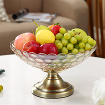 American high-legged crystal glass fruit plate Nordic modern creative household living room coffee table candy plate fruit plate decoration