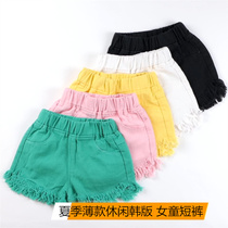 Girl Shorts Summer Slim pure cotton Children foreign air baby Han version Jeans Outside Wearing Girl 100 lap 30% pants