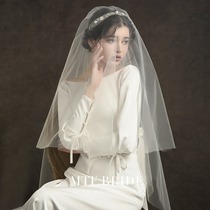  Mantingfang 2021 new veil(frost Luo)with small comb short long bride wedding travel veil