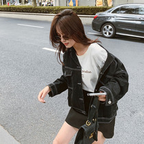 Denim coat female autumn Korean version of loose short design sense niche Joker Hong Kong style retro chic coat tide ins